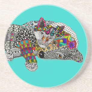 Grès Dessous de verre de chien mâché en bleu