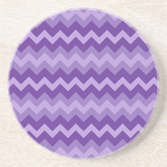 Grès Dessous de verre en grès, Violets Chevrons en bleu (Devant)