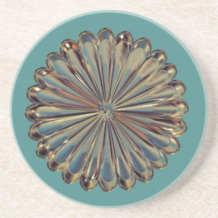 Grès Dessous de verre en pierre de médaillon de fleurs 