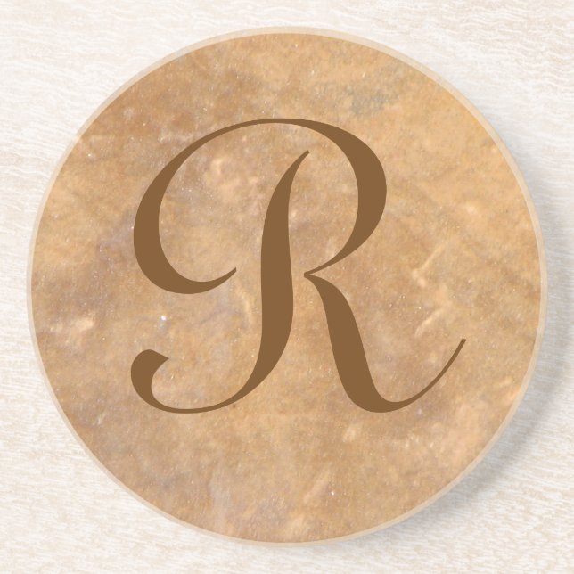 Grès Dessous de verre en pierre de monogramme d'arrière (Devant)