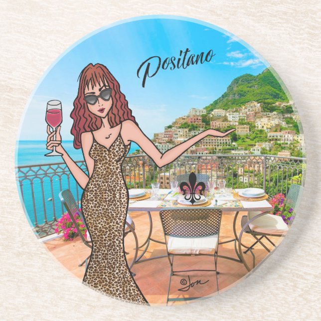 Grès Dessous de verre en pierre de Positano Leopard (Devant)