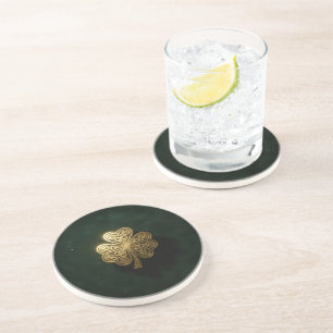 Grès Dessous de verre en pierre verte avec trèfle celti