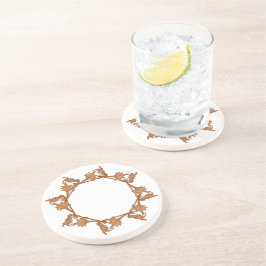 Grès Dessous de verre - Feuilles en Cercle (octogone)