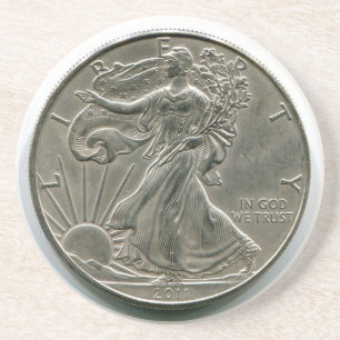 Grès Dessous de verre Lady Liberty en argent Dollar