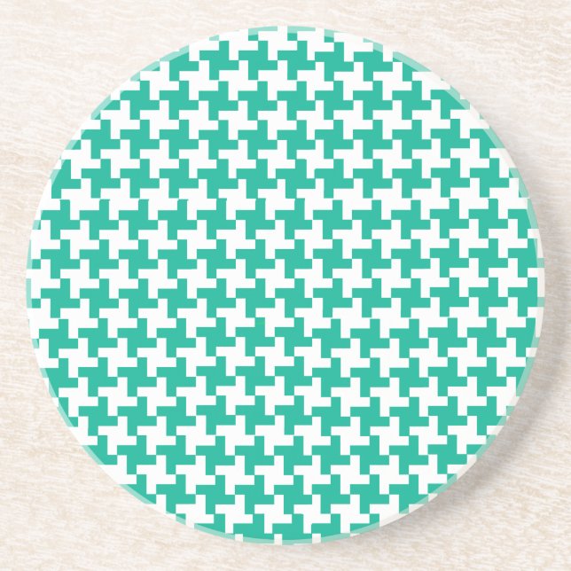 Grès Dessous de verre rond en grès, Dogtooth vert émera (Devant)
