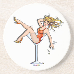 Grès Fille dans un dessous de verre en verre à Martini 