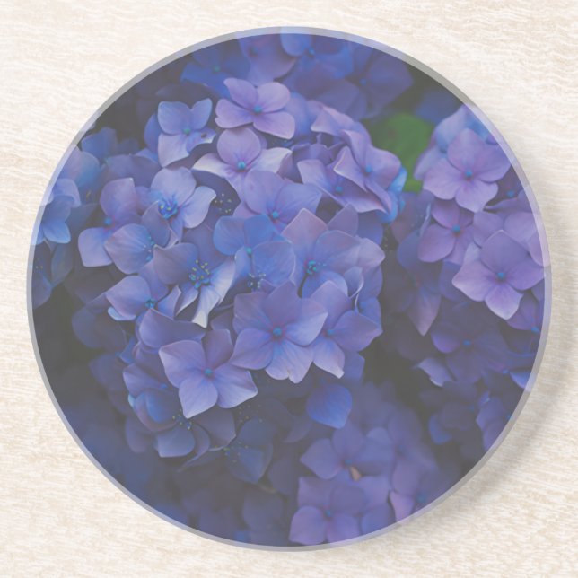Grès Indigo Hydrangea Crépuscule Dessous de verre en gr (Devant)