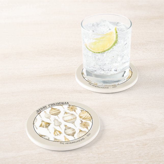 Grès Ornements de Noël en argent or Dessous de verre en (Côté)