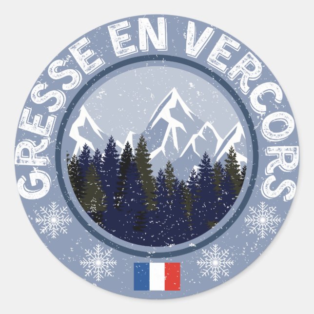 Gresse in Vercors Skistation Runder Aufkleber (Vorderseite)