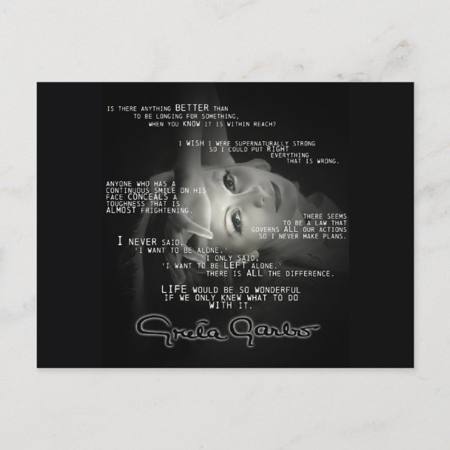 Greta Garbo Quote Post Card Postkarte (Vorderseite)