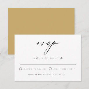 GRETA Minimalistische Senf Schrift Hochzeits-RSVP- Einladung