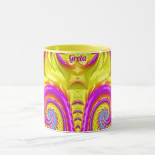 GRETA ~ Zany 3D ~ Lila rosa Gelb Tasse