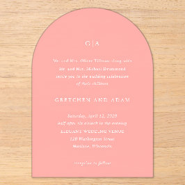 Gretchen Coral Pink Elegant Wedding Acryleinladungen