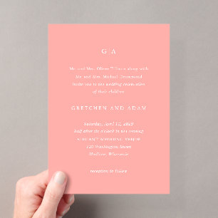 Gretchen Coral Pink Elegant Wedding Acryleinladungen