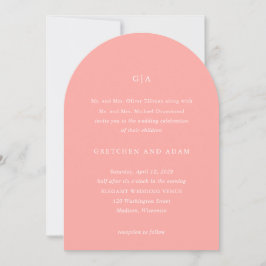 Gretchen Coral Pink Elegant Wedding Einladung