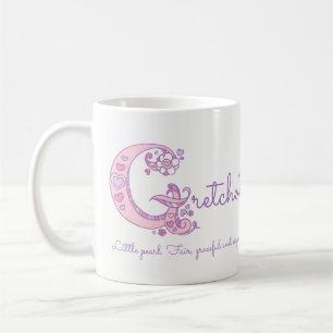 Gretchen Namensbedeutungsherz-Blume Kaffeetasse