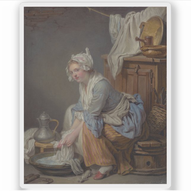 Greuze - Die Wäsche (La Blanchisseuse) Aufkleber (Vorderseite)
