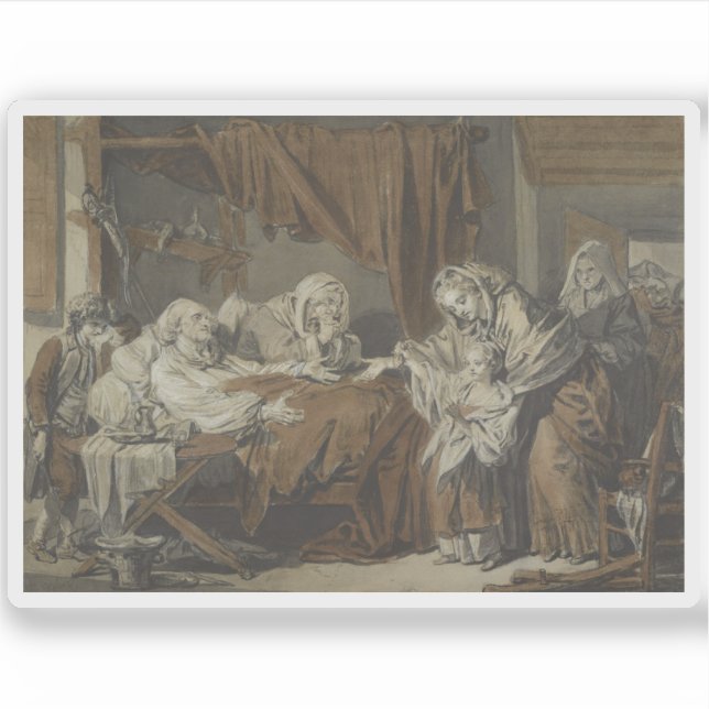 Greuze - Die wohltätige Frau (La Dame de Charité) Aufkleber (Vorderseite)
