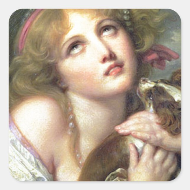 Greuze Papillon/Phalene "Fidelity" Quadratischer Aufkleber (Vorderseite)