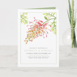 Grevillea Aquarell Blütengrün Hochzeit Programm