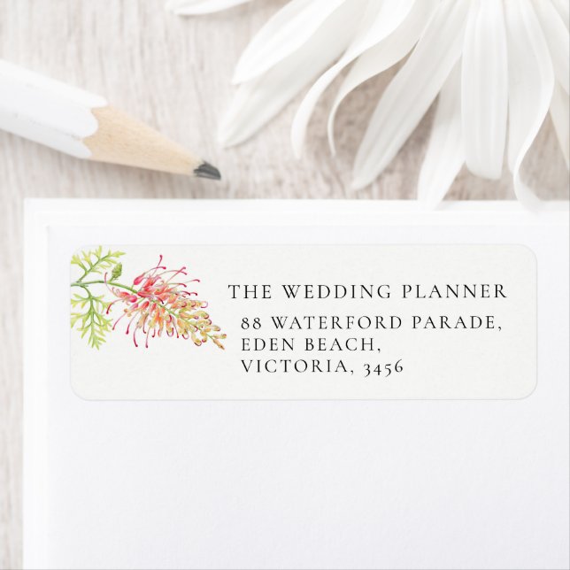 Grevillea botanical watercolor wedding reply (Insitu)