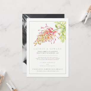 Grevillea botanisches Foto Hochzeitsgrün Einladung
