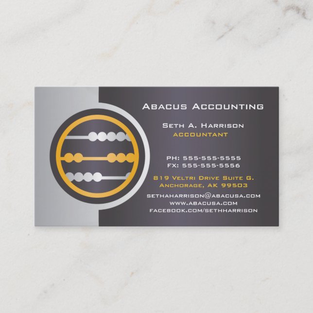 Grey Abacus Cartes de visite comptables (Devant)