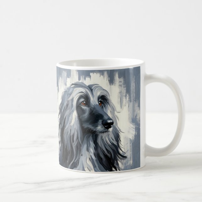 Grey Afghan Hound Portrait Kaffeetasse (Rechts)