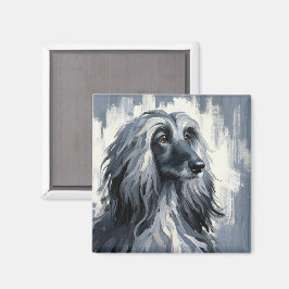 Grey Afghan Hound Portrait Magnet
