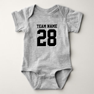 Grey and Black Football Jersey Sports Baby Romper Strampler