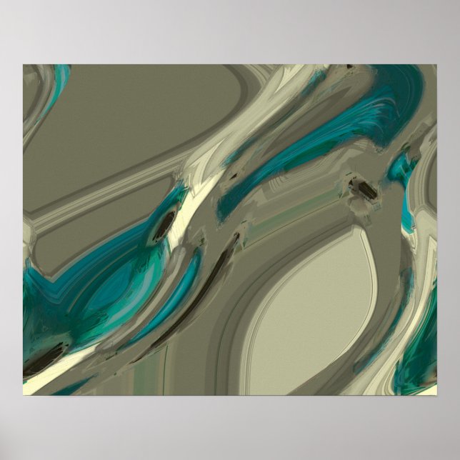 Grey and Blue Abstract Art Poster (Vorne)