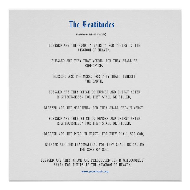 Grey and Blue Beatitudes Inspiration Poster (Vorderseite)