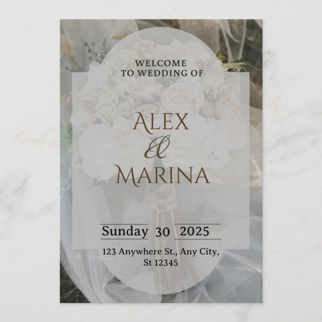 Grey And Brown Elegant Wedding Invitation (Devant)