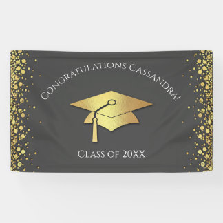 Grey and Gold Graduation Banner
