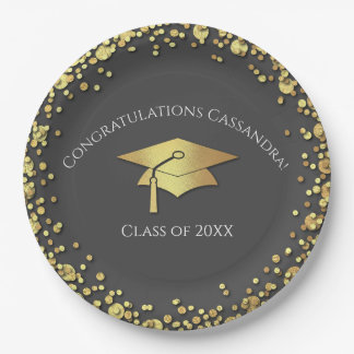 Grey and Gold Graduation Pappteller