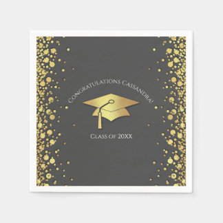 Grey and Gold Graduation Serviette