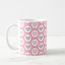 Grey and Pink Hearts Coffee Cup Valentine's Mug Kaffeetasse