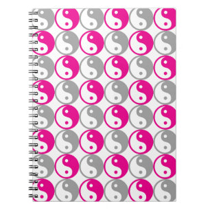 Grey and pink yin yang pattern notizblock