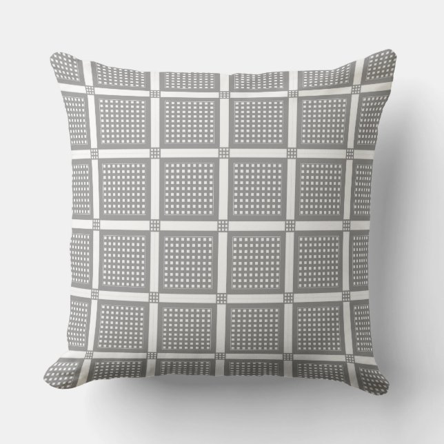 Grey and white geometric checkered pattern kissen (Vorderseite)