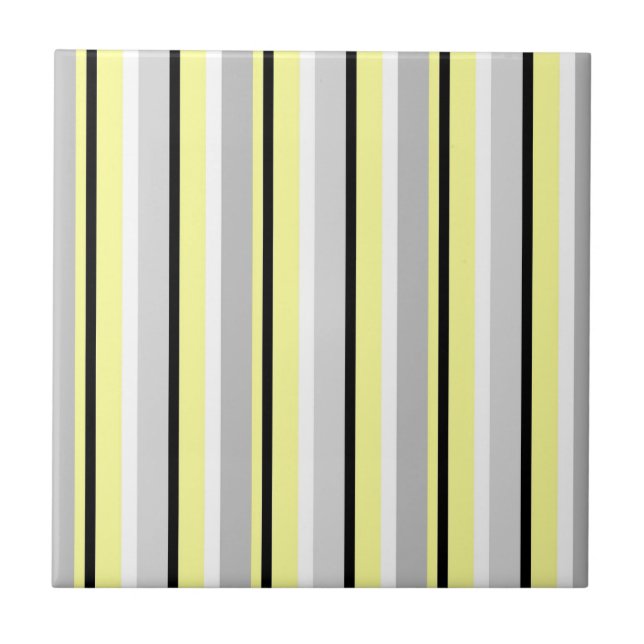 Grey and Yellow Stylish Striped Fliese (Vorderseite)