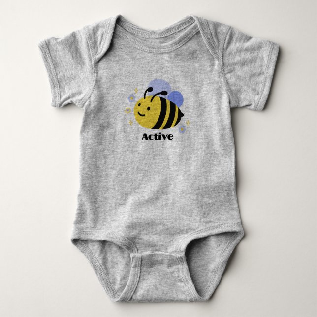 Grey Bee Baby Bodysuit für Jungen und Mädchen Baby Strampler (Vorderseite)