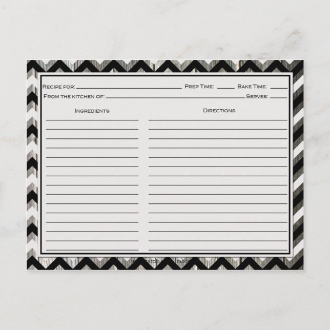 Grey Black Zickzack Weathered Barnwood Recipe Card Postkarte (Rückseite)