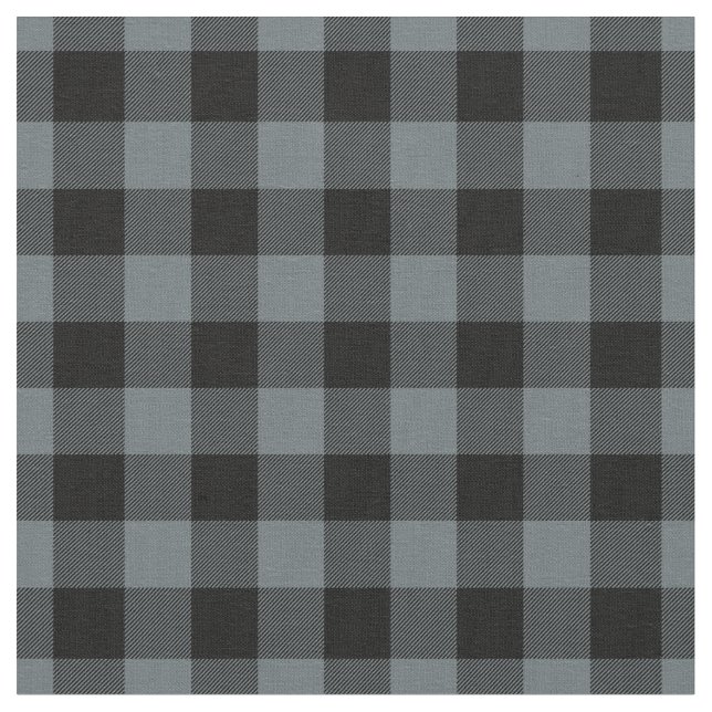 Grey Blue & Black Plaid Gingham Stoff (Nahaufnahme)