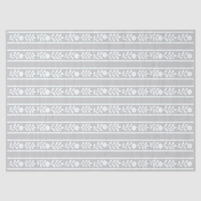 Grey Bone Inlay Floral Border Decoupage Paper Seidenpapier (Vorderseite)