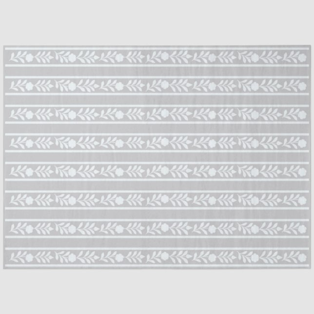 Grey Bone Inlay Floral Border Decoupage Paper  Seidenpapier (Vorderseite)