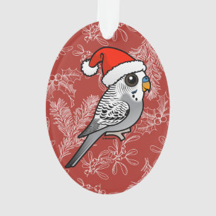 Grey Budgie Santa Claus