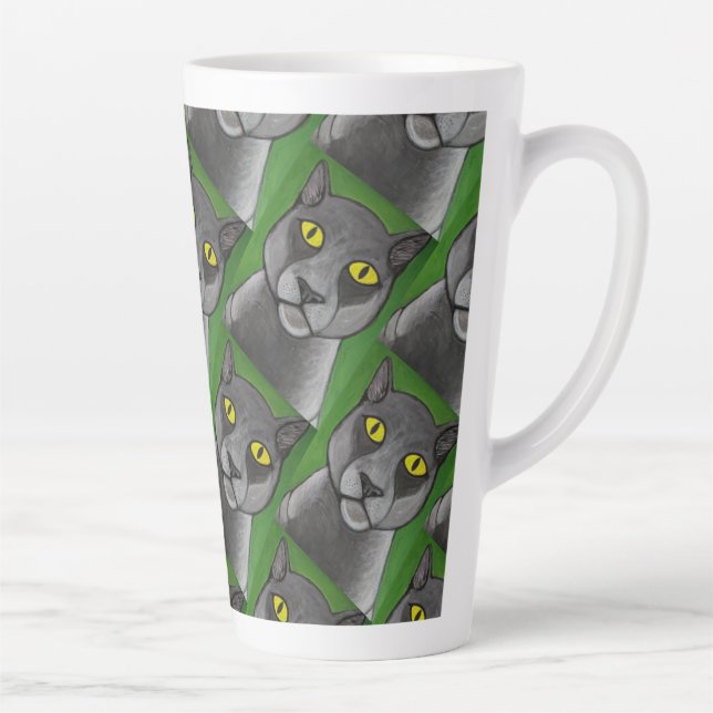 Grey cat Latte Mug Milchtasse (Rechts)