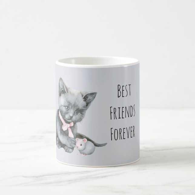 Grey Cat Mouse Best Friends Forever Kaffeetasse (Mittel)