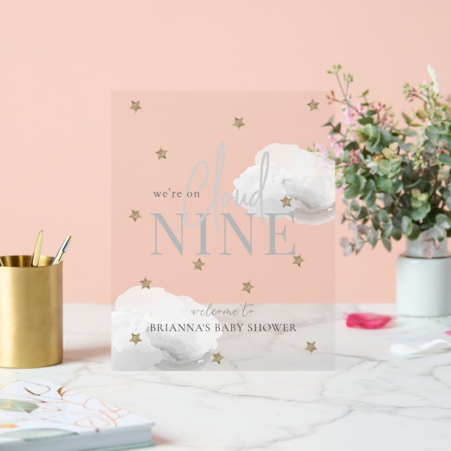 Grey Cloud 9 Etoiles Aquarelle Baby shower Bienven (Mariage)