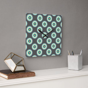 Grey Combination Circles by Shirley Taylor Quadratische Wanduhr